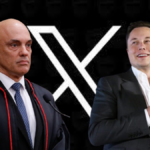 A collage of Justice Alexandre de Moraes and X owner Elon Musk