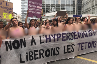 Switzerland women protesting