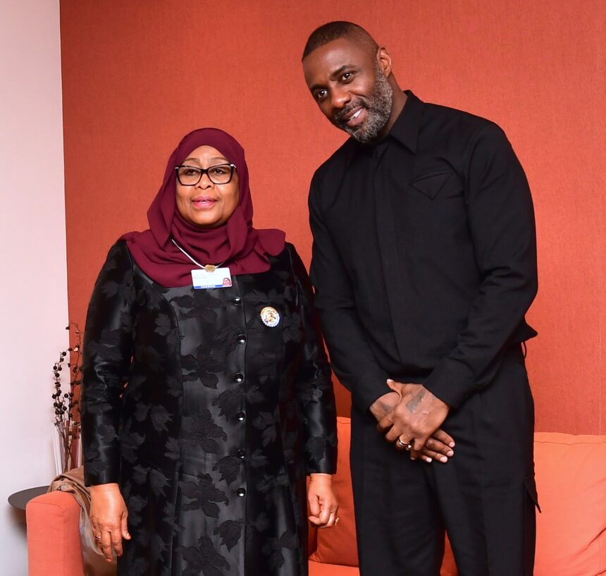 Idris Elba and Tanzania president Suluhu Samia Hassan