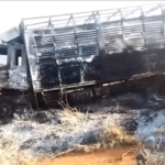 The lorry that was attacked in marsabit