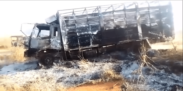 The lorry that was attacked in marsabit