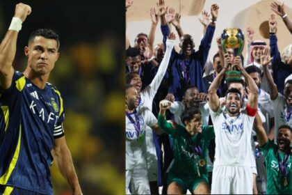 Christiano Ronaldo and Al-Hilal Celebrating their cup