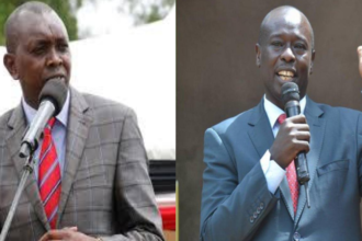 A collage of Kapseret MP Oscar Sudi and DP Rigathi Gachagua delivering a speech