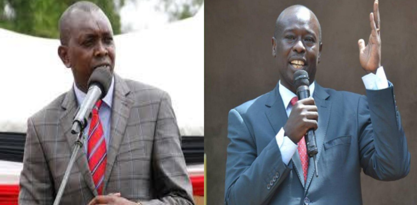 A collage of Kapseret MP Oscar Sudi and DP Rigathi Gachagua delivering a speech