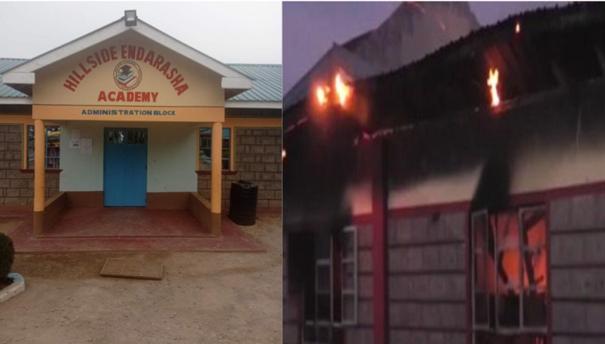 Endarasha academy administration block and the dormitory on fire