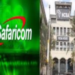 Safaricom logo and NCBA building Nairobi