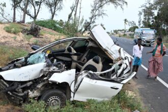 Damaged vehicle from the tragic accident that claimed 5 lives PHOTO| BALACHANDAR L