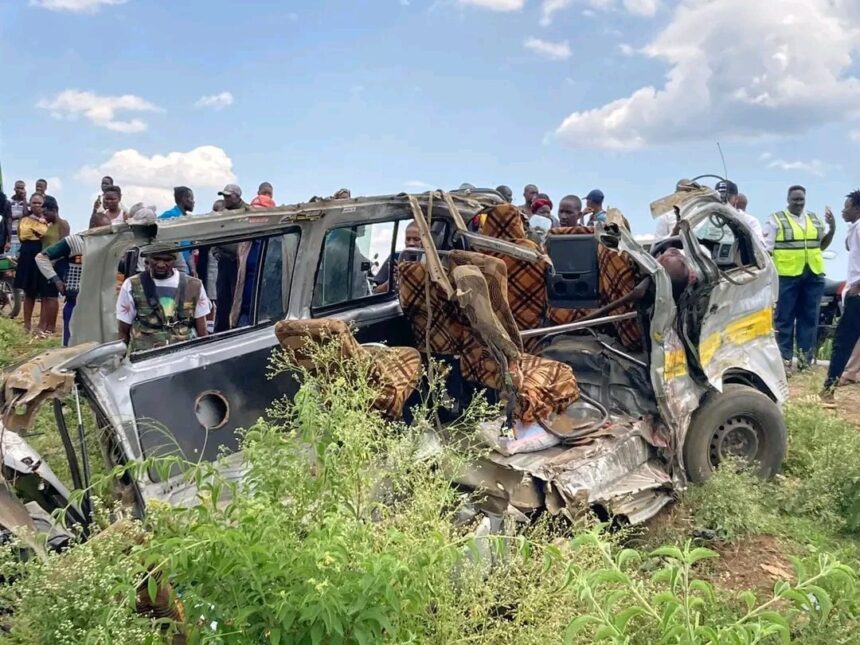 The Wreckage of the Matatu after the fatal accident PHOTO| X @OmwambaKE