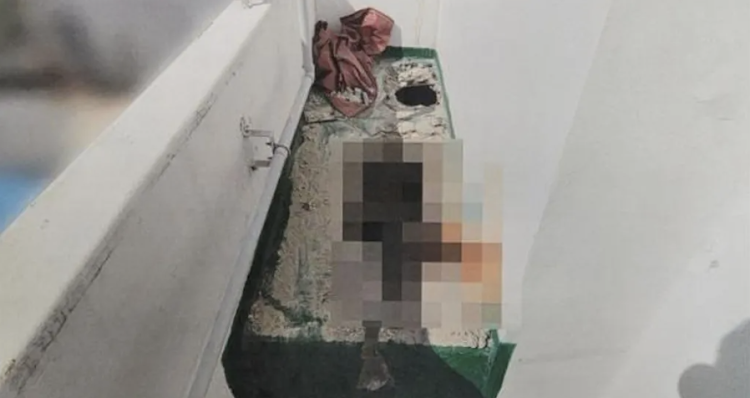 The remains of the body on the balcony covered with a layer of cement PHOTO| Geoje Police