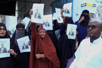 Family of Yusuf Hussein the abducted Wajir MCA holding Placards In Majengo Mombasa County PHOTO| The-star