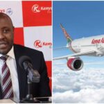 Collage of Kenya Airways CEO, Allan Kilavuka and KQ plane PHOTO| Business Quest