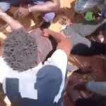 Students at Bungoma polytechnic mourn the death of a student shot by the police PHOTO| Screengrab