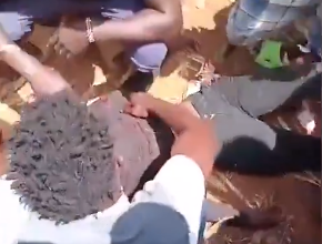 Students at Bungoma polytechnic mourn the death of a student shot by the police PHOTO| Screengrab