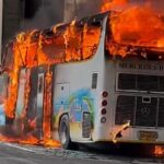 The school bus in flames PHOTO| TVMnews